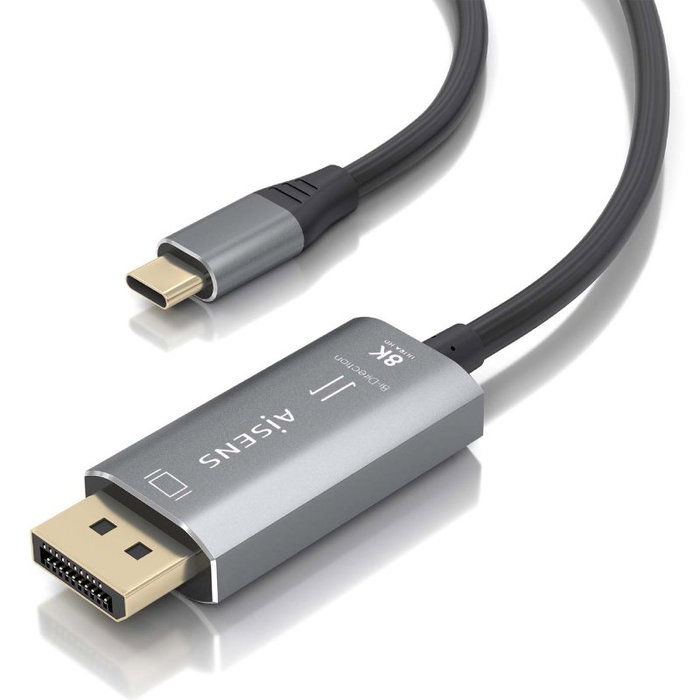 Aisens Cable Conversor Bidireccional USB-C a DisplayPort 8K@60Hz, 1.8m, Negro, Aluminio A109-0880 Aisens Cable Conversor Bidireccional USB-C a DisplayPort 8K@60Hz, 1.8m, Negro, Aluminio A109-0880